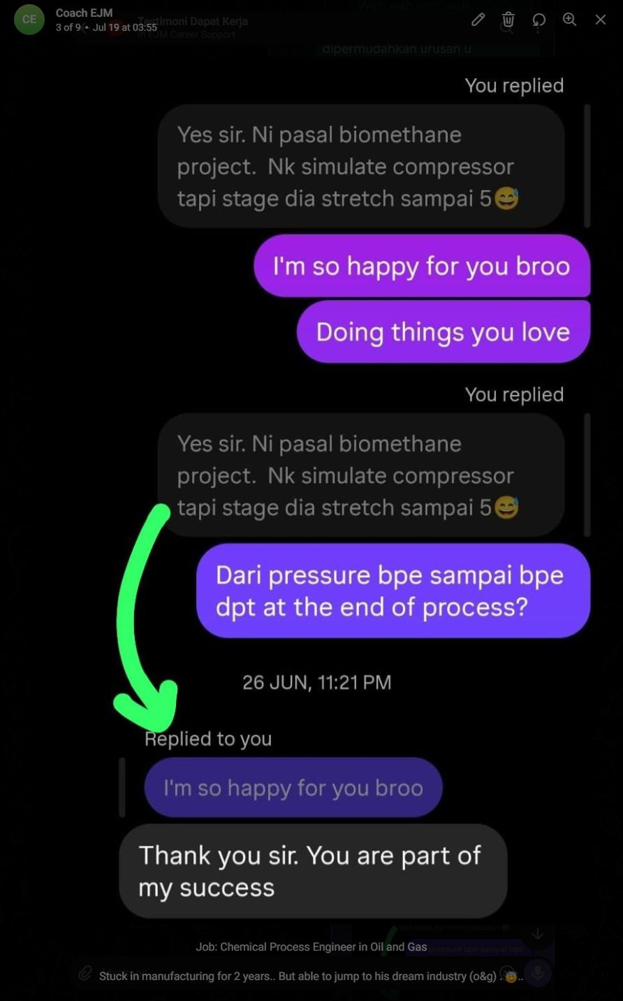 Testimoni student berpindah daripada manufacturing ke oil and gas